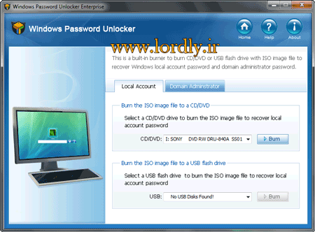 خذف يا هك پسورد مدير سيستم Windows Password Unlocker Enterprise 2012 6.0.1